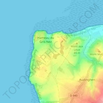 Framezelle topographic map, elevation, terrain