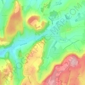 Montmartin topographic map, elevation, terrain