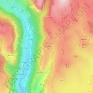La Vidèche topographic map, elevation, terrain