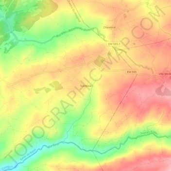 Sobreda topographic map, elevation, terrain