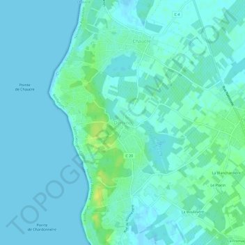 Domino topographic map, elevation, terrain