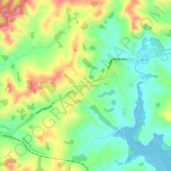 Maungaturoto topographic map, elevation, terrain
