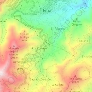 Cuesta Falcón topographic map, elevation, terrain