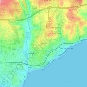 Figueirinha topographic map, elevation, terrain