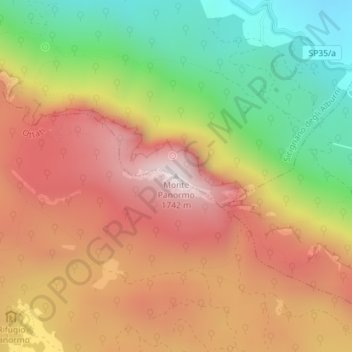 Monte Panormo topographic map, elevation, terrain