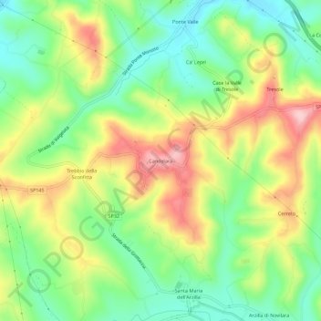 Candelara topographic map, elevation, terrain