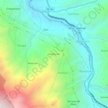 Antahuran topographic map, elevation, terrain
