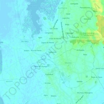 Sedouros topographic map, elevation, terrain