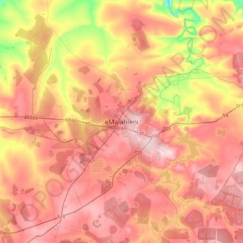 eMalahleni topographic map, elevation, terrain
