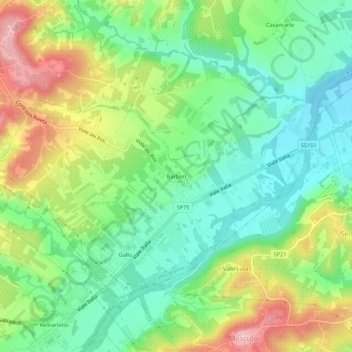 Barberi topographic map, elevation, terrain