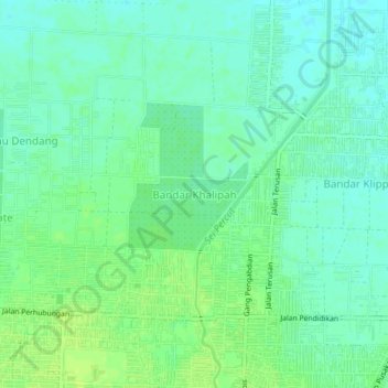 Bandar Khalipah topographic map, elevation, terrain