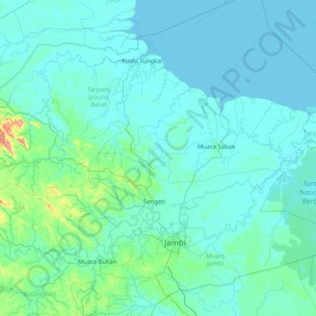 Mendahara Ulu topographic map, elevation, terrain