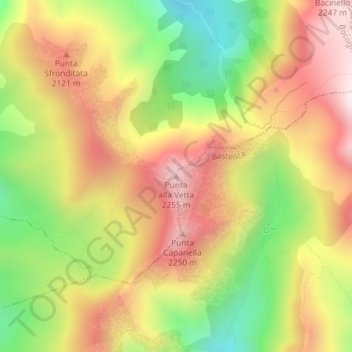 Punta alla Vetta topographic map, elevation, terrain