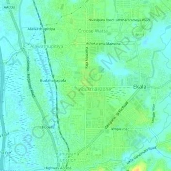 Kudahakapola topographic map, elevation, terrain