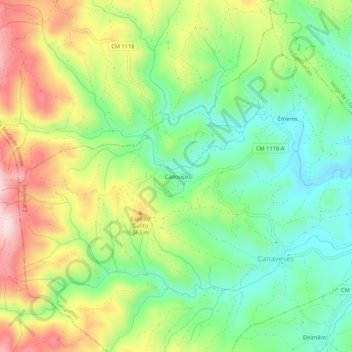 Cadouço topographic map, elevation, terrain
