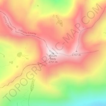 Mount Eddy topographic map, elevation, terrain