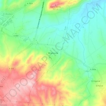 Miralmonte topographic map, elevation, terrain