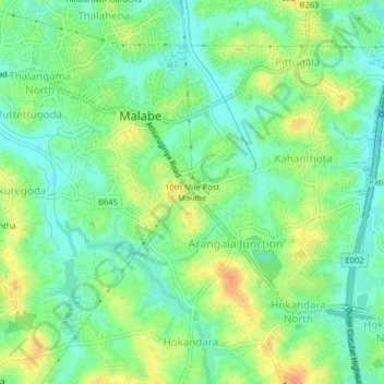 10th Mile Post Malabe topographic map, elevation, terrain