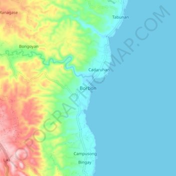 Borbon topographic map, elevation, terrain