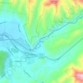Buffalo topographic map, elevation, terrain