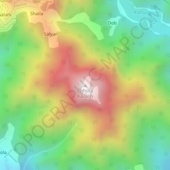 Chhota Kailash topographic map, elevation, terrain
