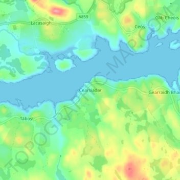 Kershader topographic map, elevation, terrain