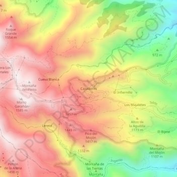 Cazadores topographic map, elevation, terrain