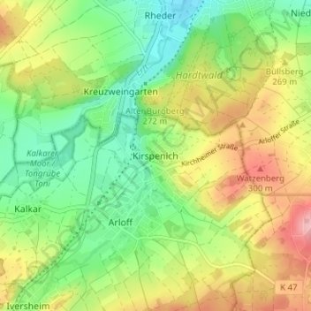 Kirspenich topographic map, elevation, terrain