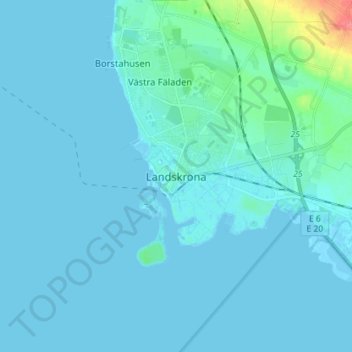 Landskrona topographic map, elevation, terrain