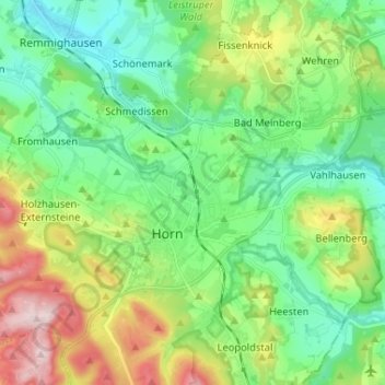 Horn-Bad Meinberg topographic map, elevation, terrain
