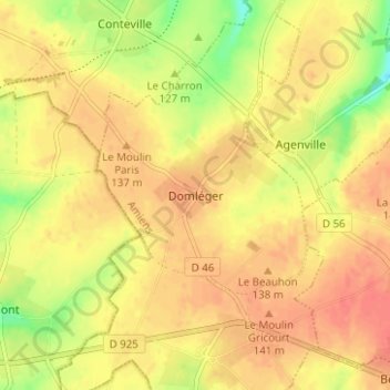 Domléger topographic map, elevation, terrain