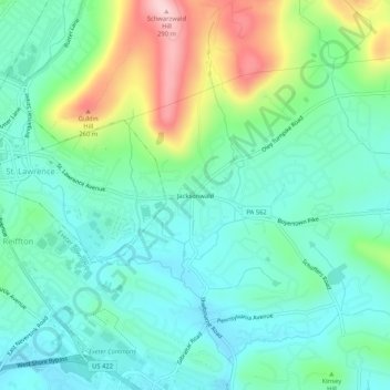 Jacksonwald topographic map, elevation, terrain