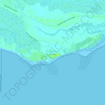 Playa Isla de Canela topographic map, elevation, terrain