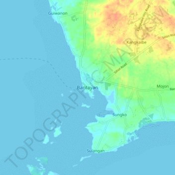 Bantayan topographic map, elevation, terrain