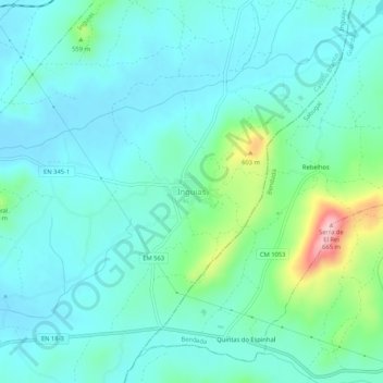 Inguias topographic map, elevation, terrain