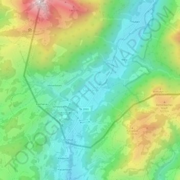 Sachrang topographic map, elevation, terrain
