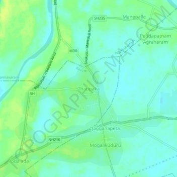 Thatipaka topographic map, elevation, terrain