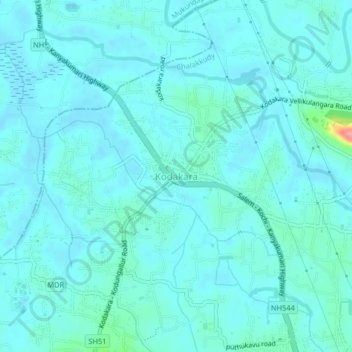 Kodakara topographic map, elevation, terrain