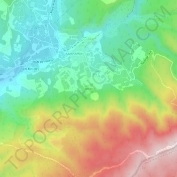 Bel Air topographic map, elevation, terrain
