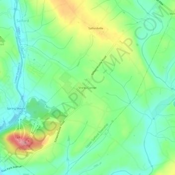 Shirks Corner topographic map, elevation, terrain