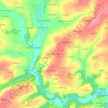 Kerdudal Conaour topographic map, elevation, terrain