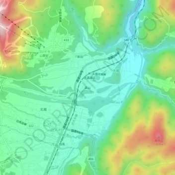 森山 topographic map, elevation, terrain