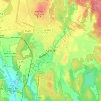 Kallinge topographic map, elevation, terrain