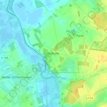 Behrste topographic map, elevation, terrain