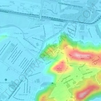 Morro da Penha topographic map, elevation, terrain
