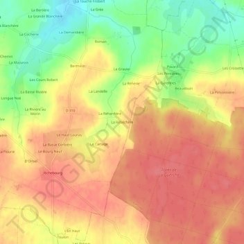 La Rébéchère topographic map, elevation, terrain