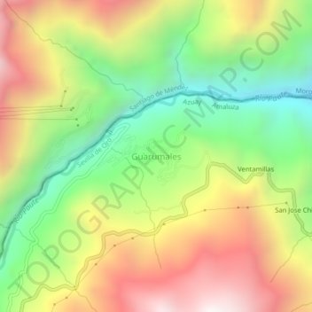 Guarumales topographic map, elevation, terrain