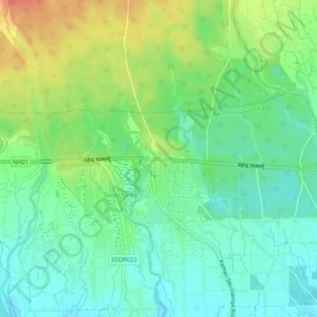 Pathari topographic map, elevation, terrain