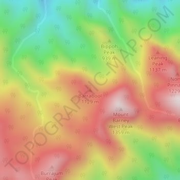 Barrabool topographic map, elevation, terrain