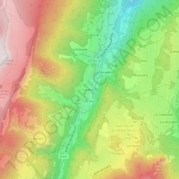 Les Étrets topographic map, elevation, terrain